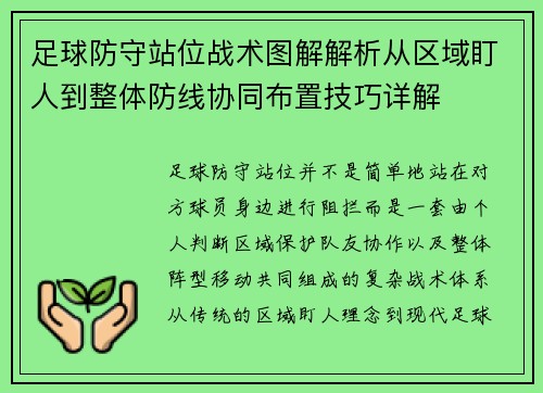 足球防守站位战术图解解析从区域盯人到整体防线协同布置技巧详解 足球防守站位战术图解解析从区域盯人到整体防线协同布置技巧详解